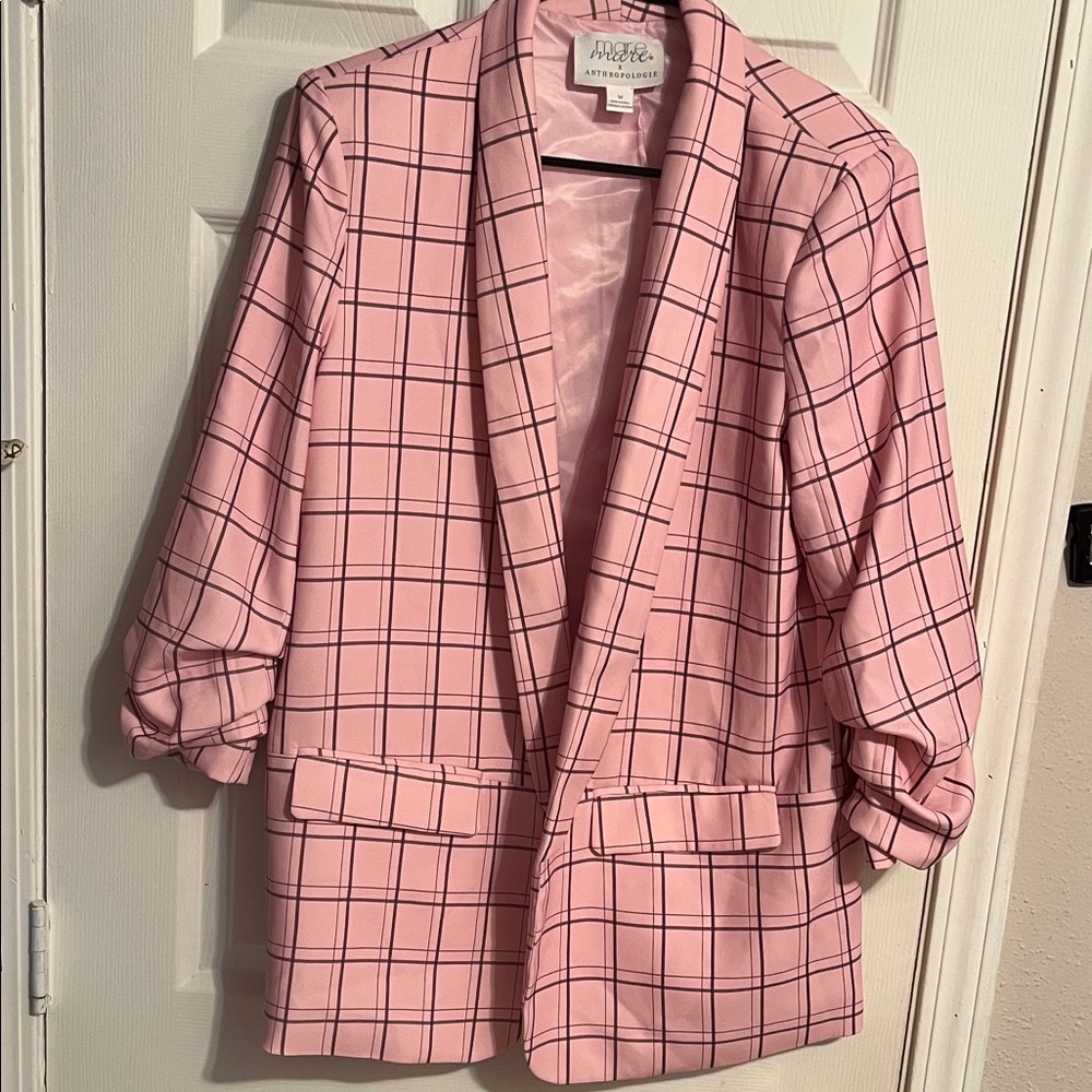 Mare mare x anthropology Pink Checkered Blazer.